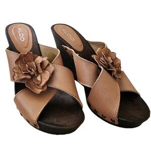 Aldo Tan Leather Wedge heel Size 9 NWOT